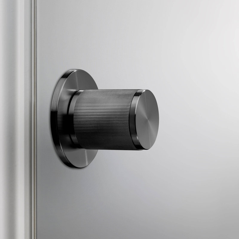 Cylindrical Knob with Round Rosette, Gun Metal