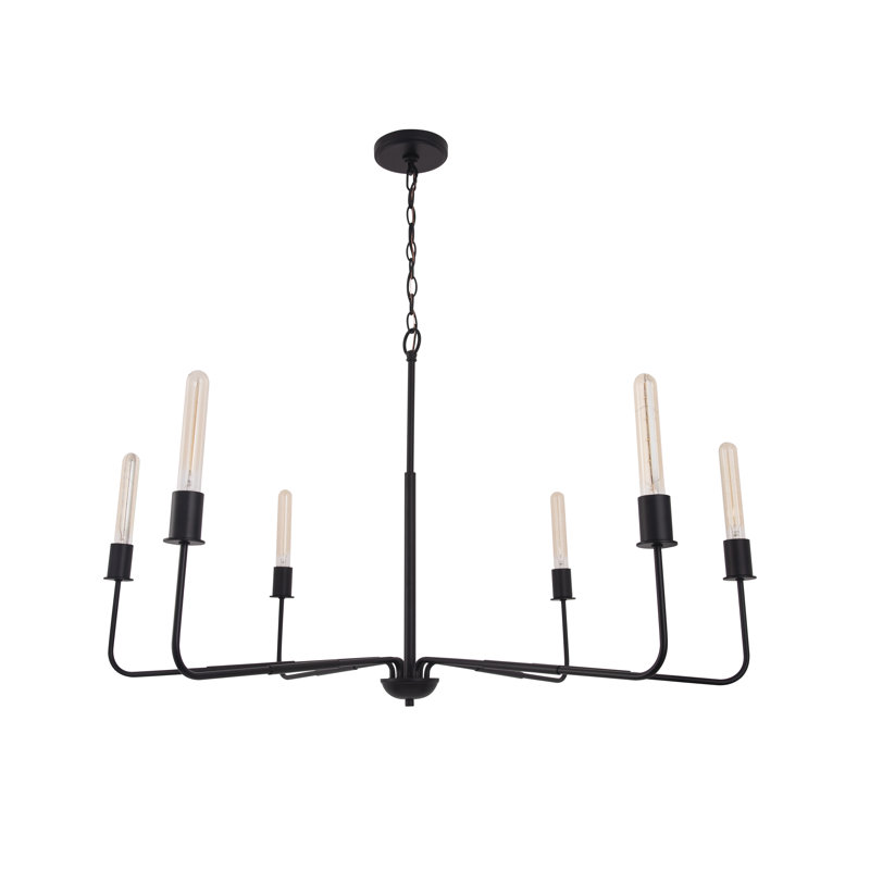 Lustre style campagne moderne 6 lumières Eino, Noir mat