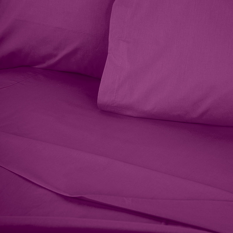 Luxury Purple Single Fitted Sheet, 39 x 79 + 11.8 Deep Pocket | 100% Cotton Ranforce, 155 Thread Count | Soft, Breathable, Machine Washable at 86°F | Perfect for Comfortable Sleep and Easy Care