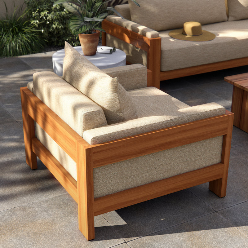 Nathanson Teak Patio Chair with Cushions