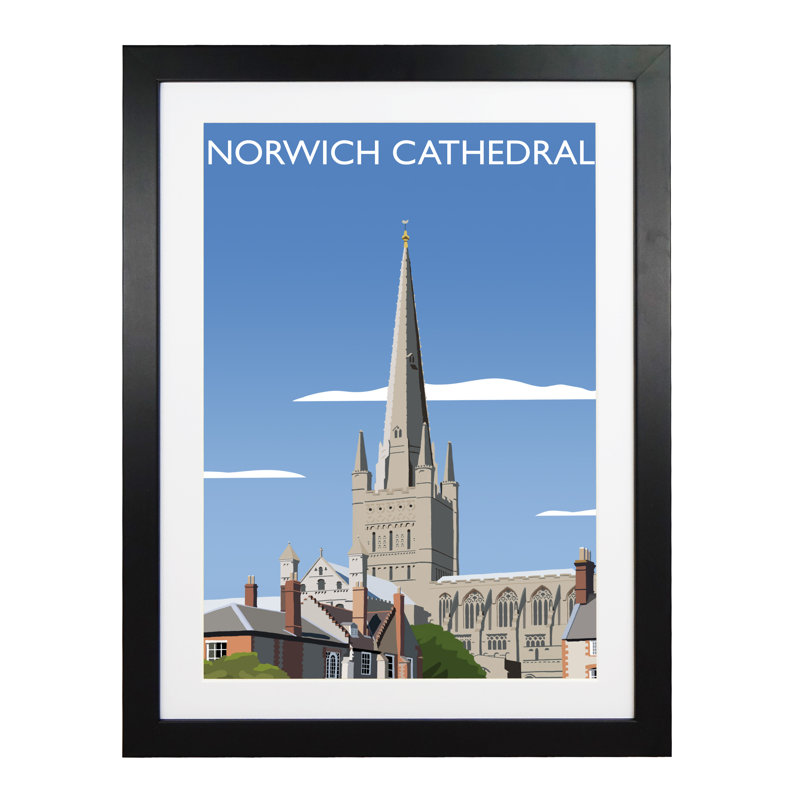Norwich Cathedral by Richard O'Neil - Print, 43.5 cm H x 33.5 cm W x 2.2 cm D, Black Wood Frame
