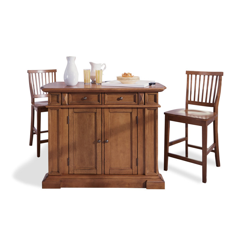 Mattice 49.75'' Wide Kitchen Island Set, Cottage Oak