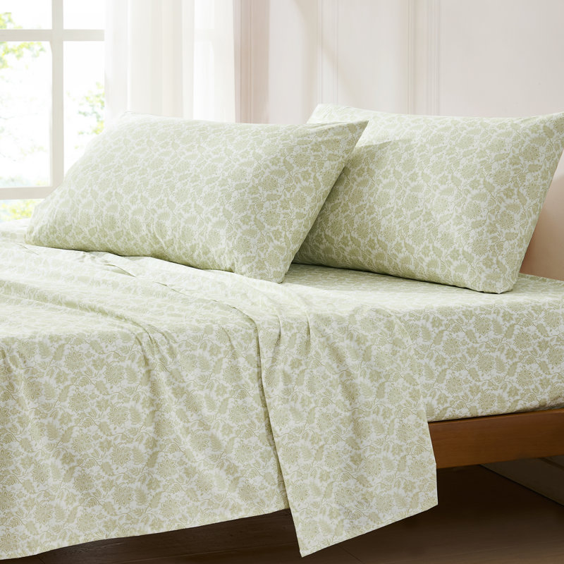 Ensemble de draps en coton Floral Jacobean, Queen Sheet Set with 2 Pilowcases