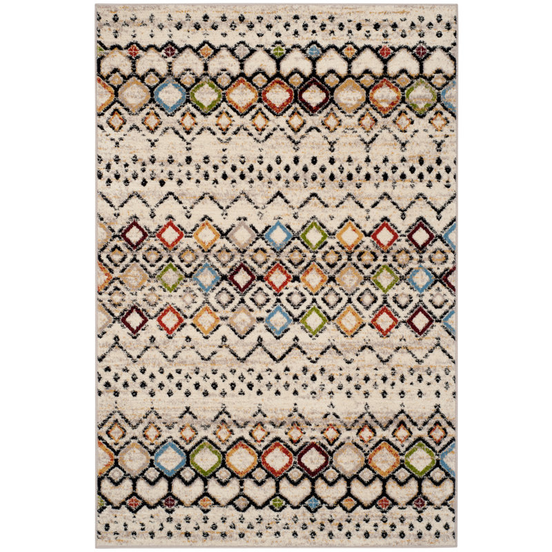 Tapis performance à motif sud-ouest Aird, Rectangle 4 pi x 6 pi,   Ivory/Multi