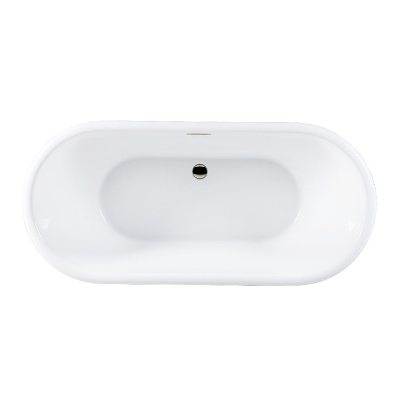 Kingston Brass Aqua Eden 71-Inch Acrylic Oval Double Ended Pedestal Tub with Drain (No Faucet Drillings), Polished Nickel