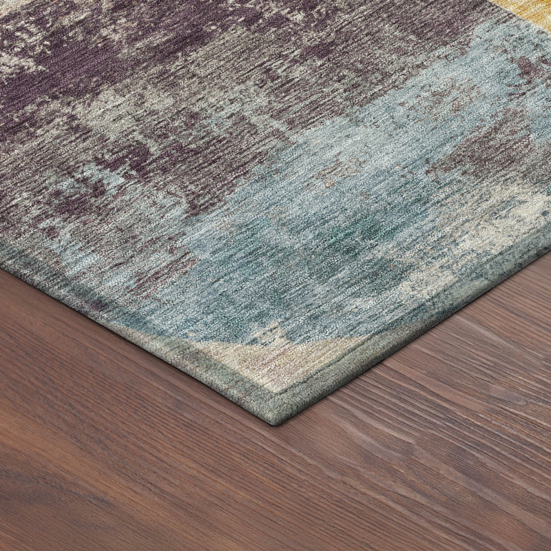 Machine Washable Indoor/Outdoor Lansford ACN2381 Circles Rug, Rectangle 5' x 7'6"