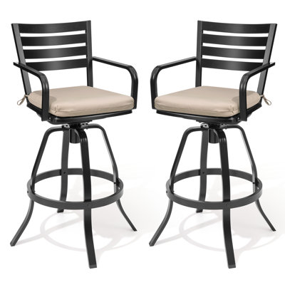 Patio Swivel Aluminum Bar Stools With Sunbrella Cushion by Red Barrel Studio