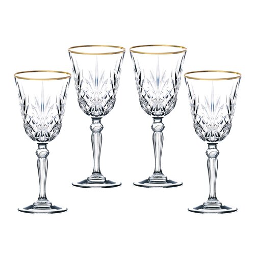 Lorren Home Trends Siena 7.5oz. Crystal Wine Glass Set & Reviews | Wayfair