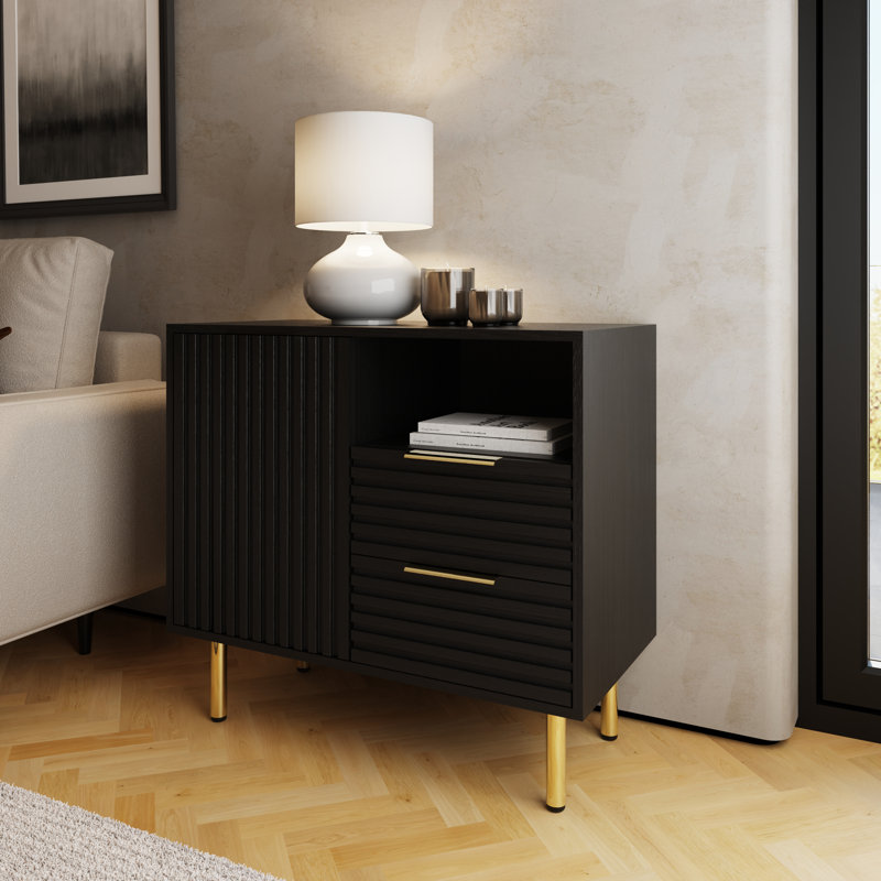 78cm Sideboard, Black/Gold