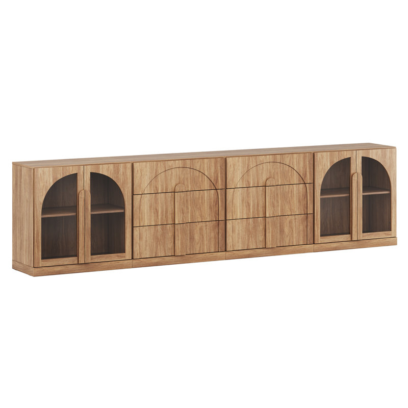 Buffet modulaire 4 pièces avec tablettes, tiroirs, chameau, Bijou Camel AACC