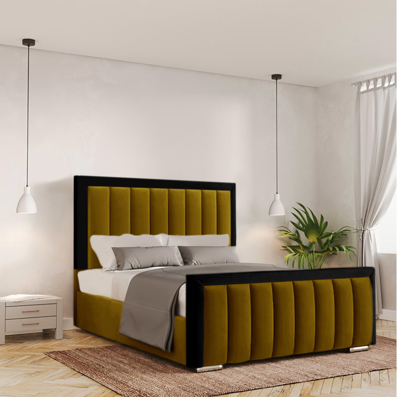 Ballal Upholstered Bed, Kingsize (5'), Turmeric