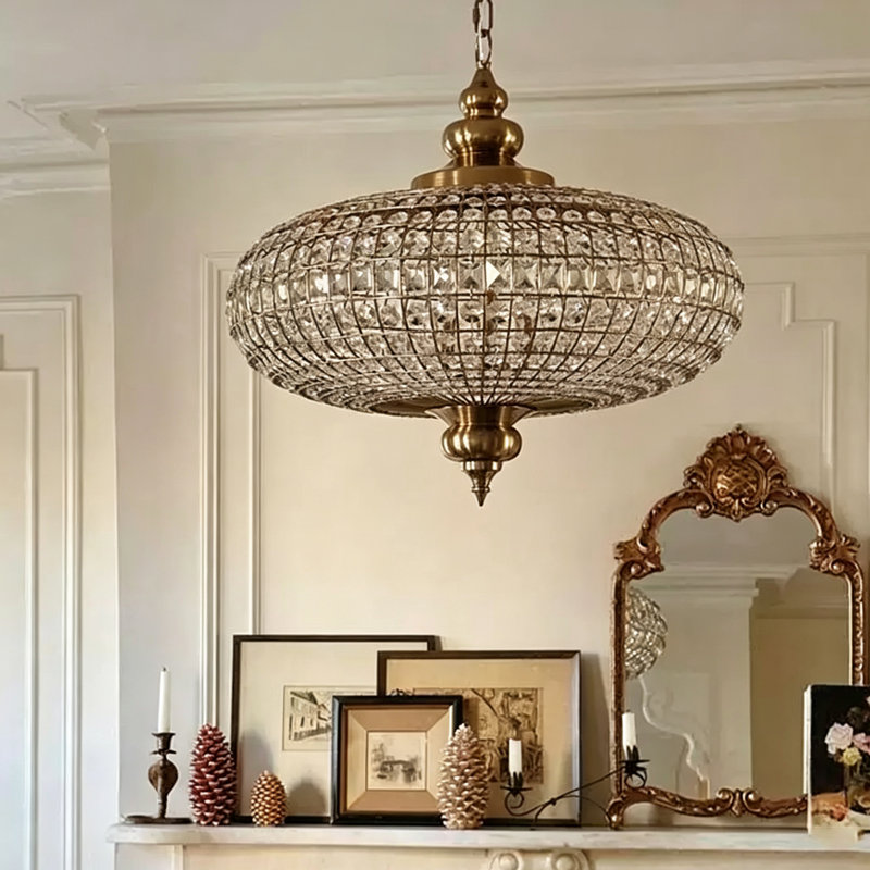 Lustre en cristal K9 avec chaîne réglable, L 17,72 po