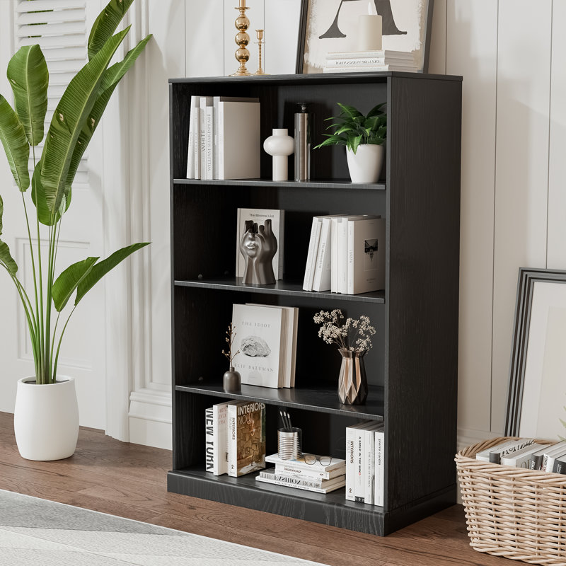 Armoire de rangement en bois avec tablettes réglables sans portes, Noir, noir, noir, noir, H 49 po x l 31 po x P 16 po