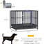 Niche pour chien robuste avec roulettes verrouillables, 43 po, double porte, plateau amovible en métal gris, pour fasciner