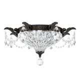 Milano 2 Light 16.5in x 8in Flush Mount in Parchment Gold with Clear Heritage Handcut Crystals