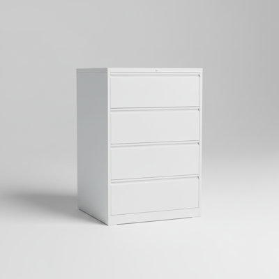 Heavy-Duty Four-Drawer Lateral Filing Cabinet for Office and Home Document Organization, Vertical Metal Storage with Locking Mechanism and Anti-Tip Safety Features