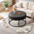 Round Cushion Ring Shaped Iron Frame Leg Footstool, Ottoman-5.9" Upholstered Coffee Table-1053758102