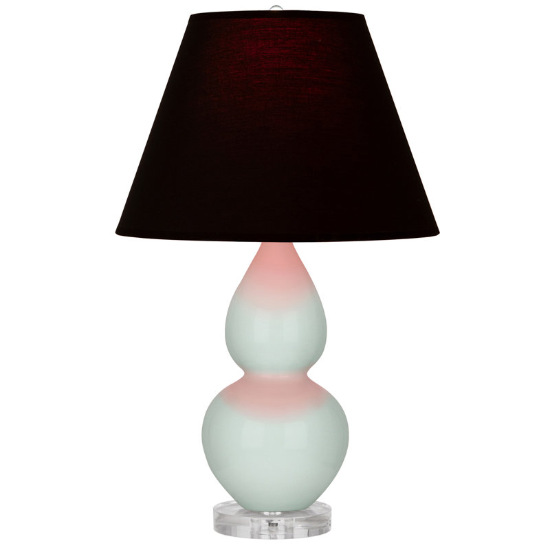 Petite lampe d'appoint à double gourde, Céladon, Noir / Rouge