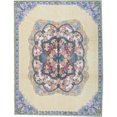 Hand-Knotted High-Quality Yellow and Gold Area Rug
