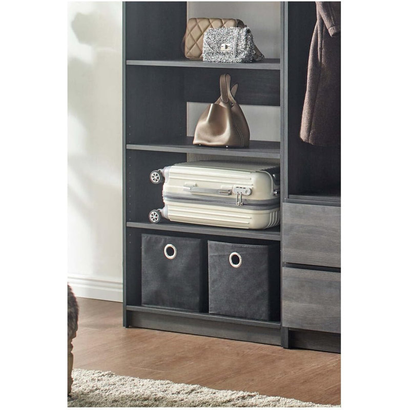 Home Imports Emporium Walk in Closet System for Closet Room Freestanding Wood Modern Storage Unit with Open Shelving Design in Gray Finish