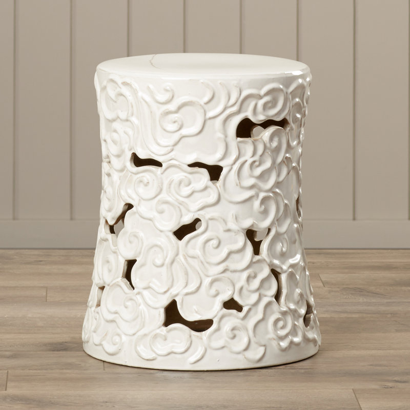 Tabouret de jardin en céramique Beckham, Blanc