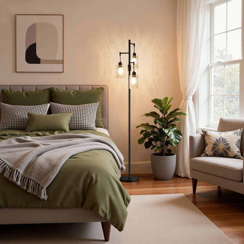 70" Modern Dimmable Tree Floor Lamp With Rotary Switch,3 Bulbs Included