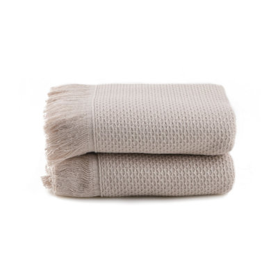 Ensemble de serviettes de qualité supérieure en micro-coton (2 pièces), beige, 15,7 x 23,6 pouces | 100% micro-coton, 17,6 oz / verge carrée | Lavable à la machine à 104 ° F | Ultra-doux, très absorbant, idéal pour la maison ou le spa