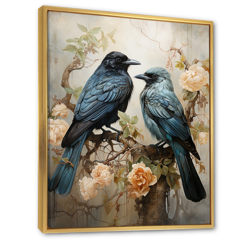 Kelvon Crow Serenity And Force II sur toile, H 40 po x l 30 po, Cadre flottant doré