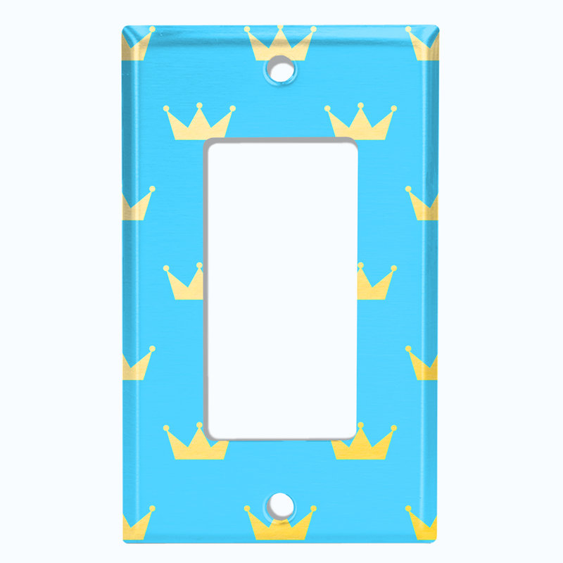 Yellow Crown Light Blue Patterned 1 - Gang Rocker Standard Wall Plate