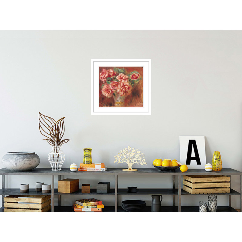 «Roses in a Vase» par Pierre-Auguste Renoir, impression giclée encadrée, H 23,5 po x l 25,14 po