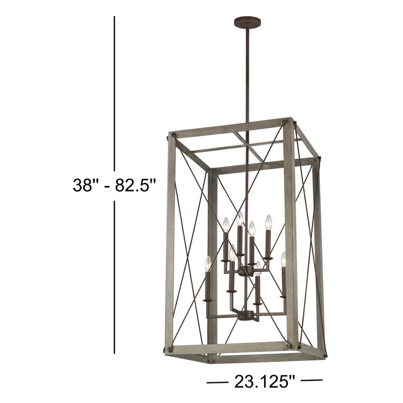 Lustre rectangulaire à 8 lumières Tangela Jacoby, 60 W (ampoule non incluse)