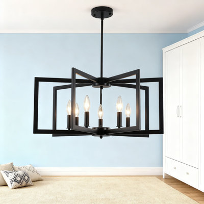 Lustre géométrique moderne avec 7 lumières, hauteur réglable, conception de ferme industrielle pour salle à manger, îlot de cuisine, chambre à coucher, vestibule et salon