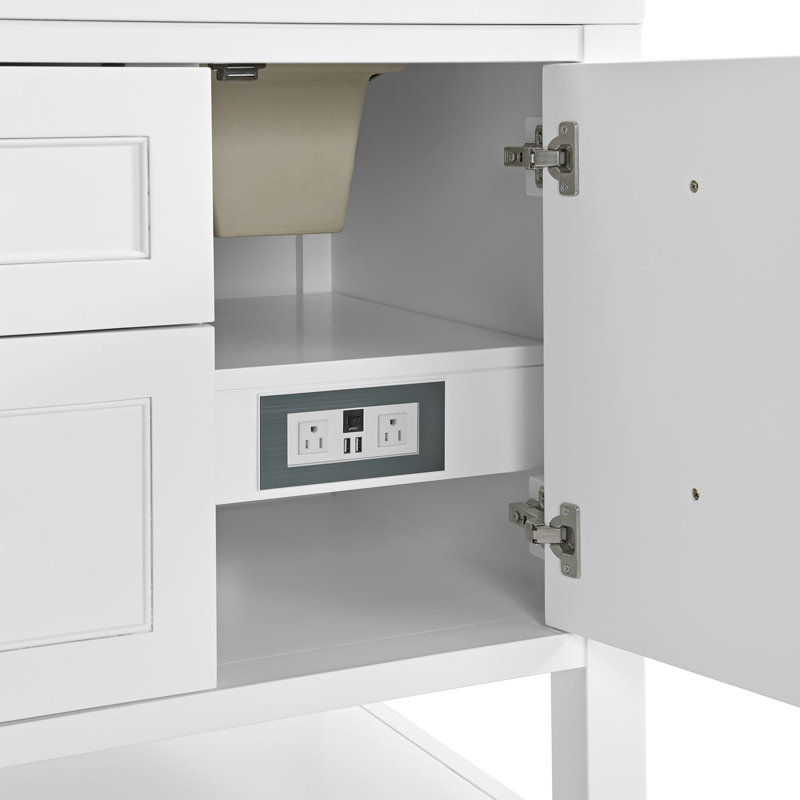 Breckenridge 60'' W Double Vanity, Bright White, Carrara White Marble, Widespread