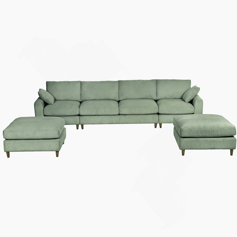 Canapé modulaire moderne en velours côtelé, ensemble convertible en forme de U avec oreiller, surdimensionné pour le salon, le grenier, un appartement