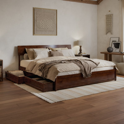 Norla Wood Platform Bed with Storage Drawers