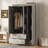Stylish And Functional Three-Door Wardrobe With Built-In Mirror And Ample Storage-427039233