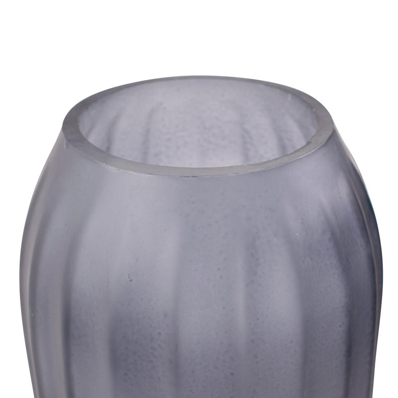 Cool Ice Blue Ribbed Cylindrical Vessel
