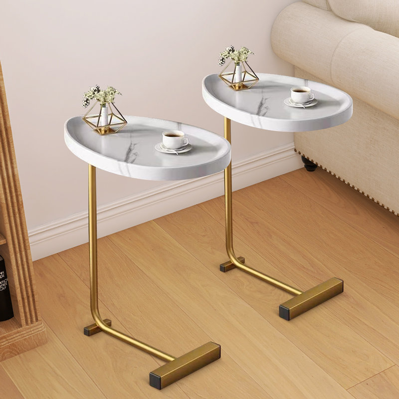 Lakayla 23.62" White C-shape Design End table, Side Table