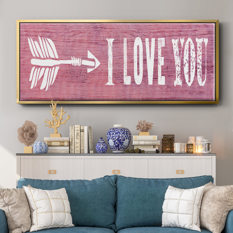 «I Love You», toile encadrée, H 20 po x l 50 po