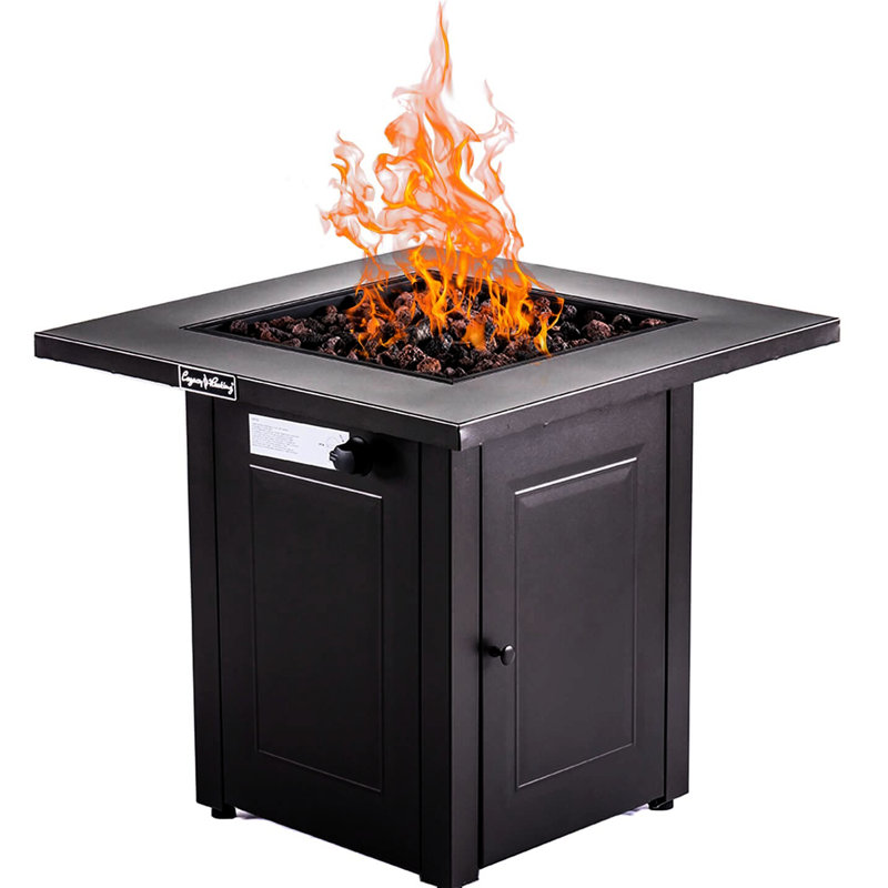 28In Propane Fire Pit Table, 50000 Gas Outdoor Fireplace With Lid And Lava Stone, Approved For Backyard Balcony Patio & Garden