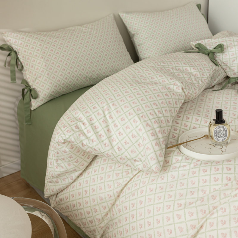 Pure Cotton Floral Print Bedding Duvet Cover Set, Queen Duvet Cover + 2 Queen Pillowcases, Multi Floral