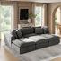 Alberto 118"W Modern Cloud Down Filled Oversized Sectional Couches with Three Ottomans
