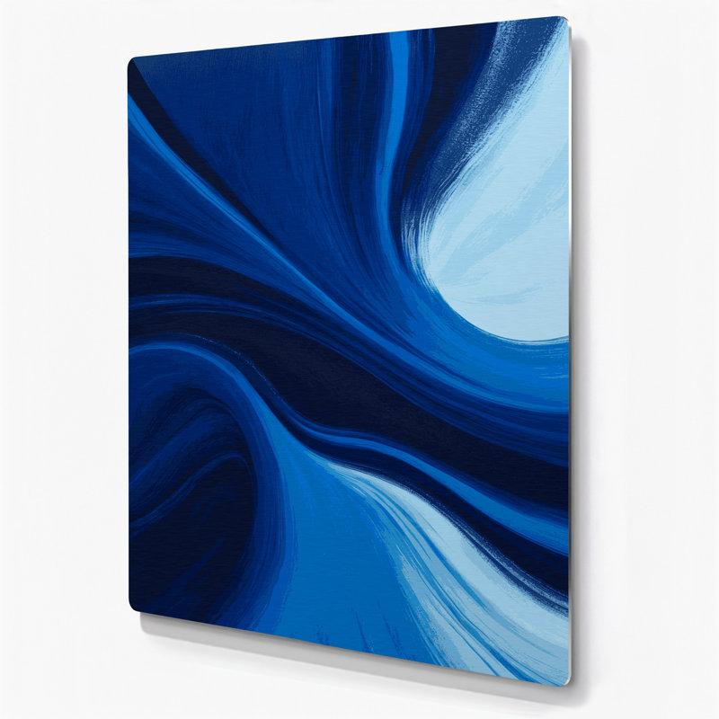 Art mural abstrait en métal bleu, H 11 po x l 14 po