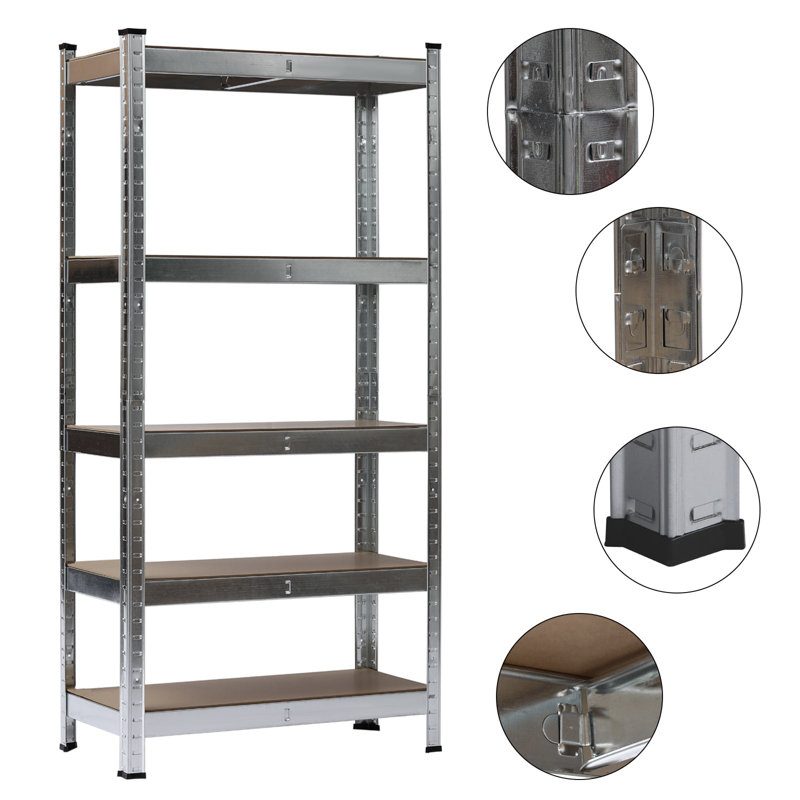 90cm W Steel Height -Adjustable Shelving Unit, Silver