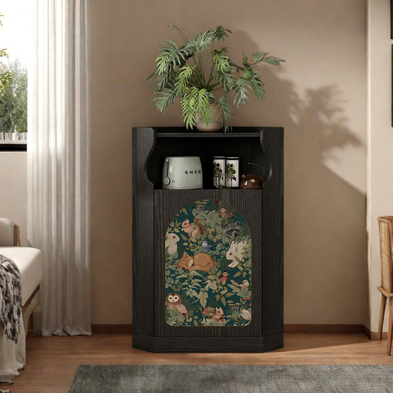 Armoire d'angle moderne avec rangement ouvert, Noir, noir, noir, noir