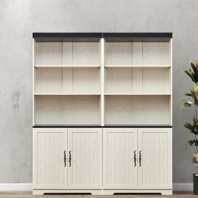 Bibliothèques spacieuses avec rangement, tablettes modernes ajustables en bois aggloméré blanc pour la maison