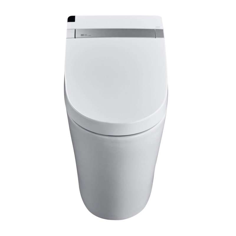 Elongated White Ceramic Dual Flush Smart Bidet Toilet