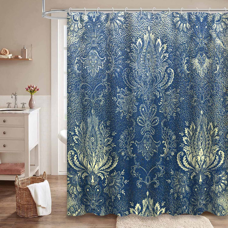 Fleur abstraite rétro avec bordure grunge et 12 crochets, L 72 po x l 84 po