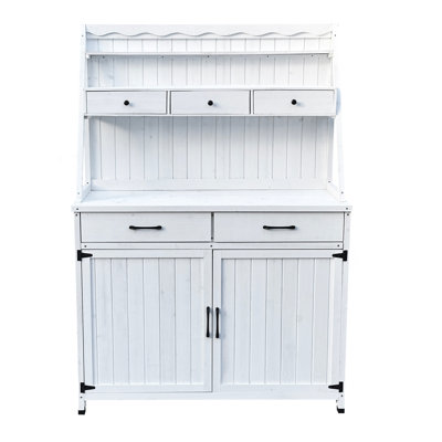 Table de rempotage d'extérieur, armoire à outils