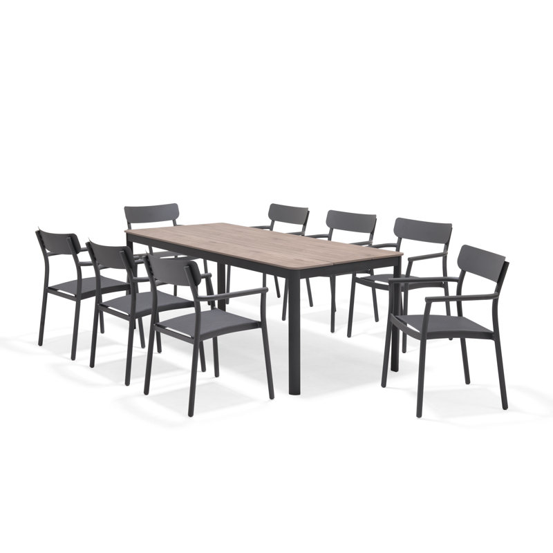 Sugger Aluminum And Resin Outdoor Patio Dining Set, Gray, 6